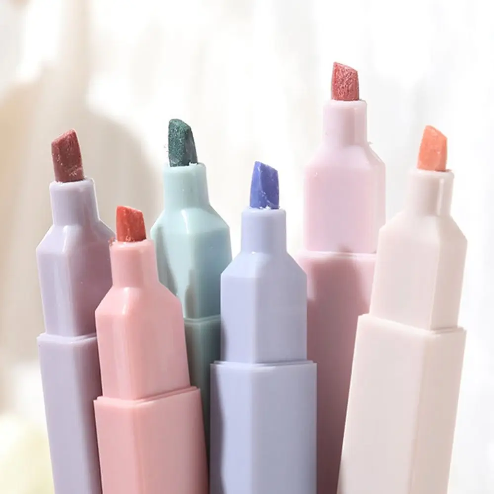 6 قطعة أقلام تحديد لطيفة أقلام الباستيل مع طرف ناعم ألوان خفيفة فسفورية ألوان متنوعة أقلام تمييز #2