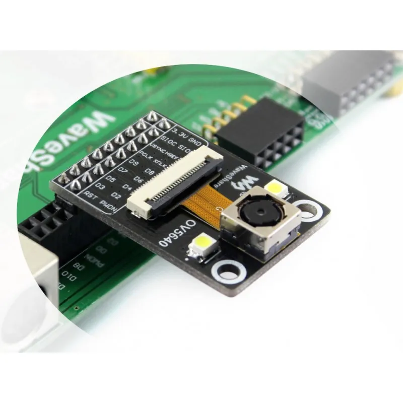 Waveshare-OV5640 Camera Board (C), 5 Megapixels, 2592x1944, Focagem Automática, Flash a bordo