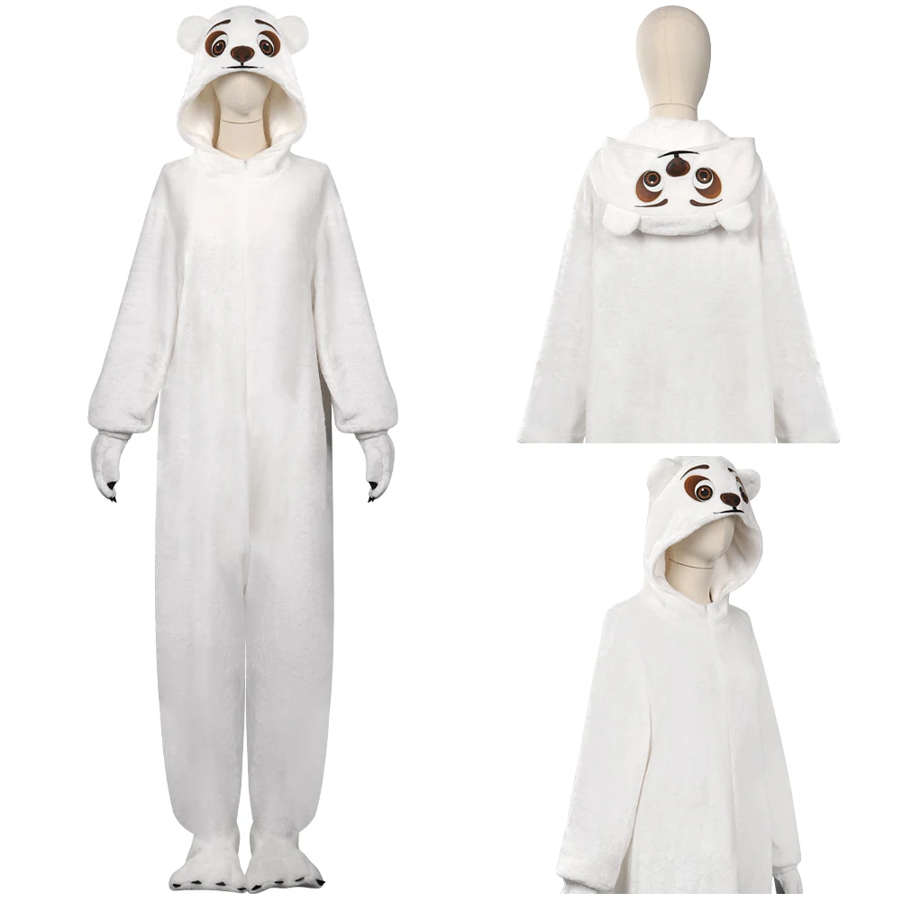 

Kids Polar Bear Cosplay Costume Jumpsuit with Tail Pajamas Sleepwear Children Halloween Carnival Roleplay Suit