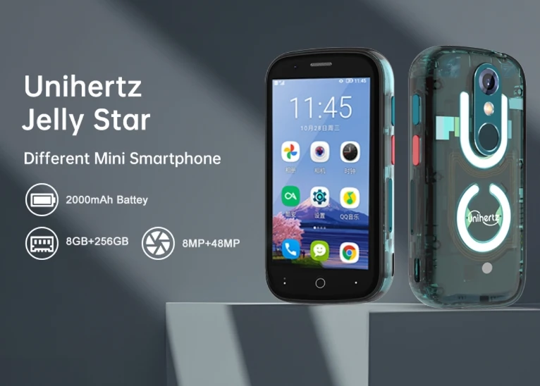 

Unihertz-1 JELLY star, процессор Helio G99 120 Гц 3,0 дюйма, персонализированный мини 4G смартфон, 8 ГБ ОЗУ, 256 Гб ПЗУ