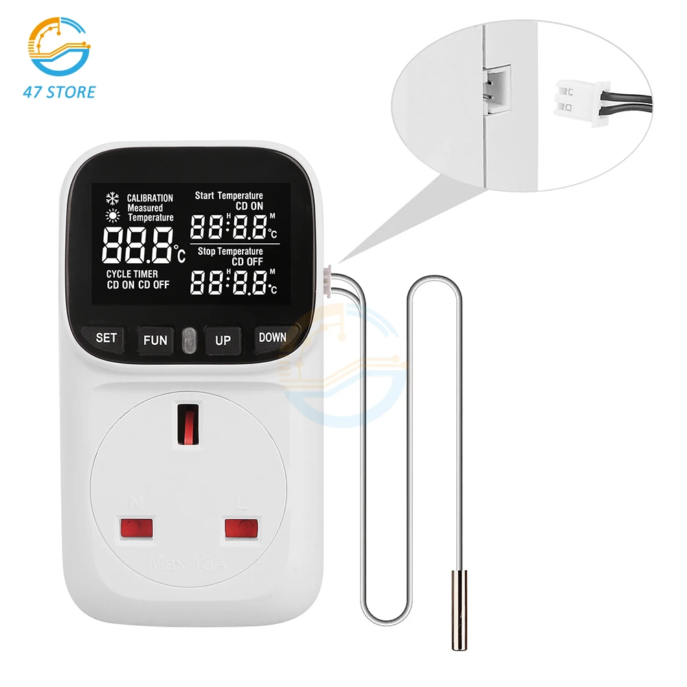 Digital Temperature Smart Controller Socket Home Outlet Thermostat Sensor Cooling Heating Temperature Timer Switch With Socket