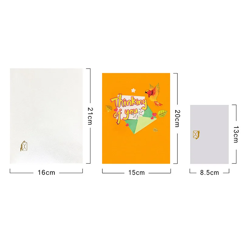 بطاقة منبثقة لشكرك بطاقة تهنئة ثلاثية الأبعاد مع مغلف ببغاء مصنوع يدويًا يمرور على التفكير بطاقة زهرة الطيور #6