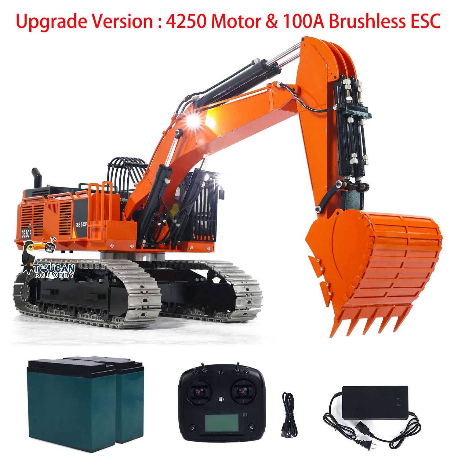 Giant Excavator 1/8 385CF RC Painted Assembled Metal Heavy Duty Remte Control Car Digger Light System Simulated Toy Model