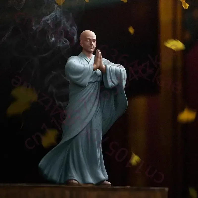 Ceramic Blessing Little Novice Monk Figurine Decoration Chinese Buddha Statue Home Living Room Office Wealth Luck Feng ShuiDecor