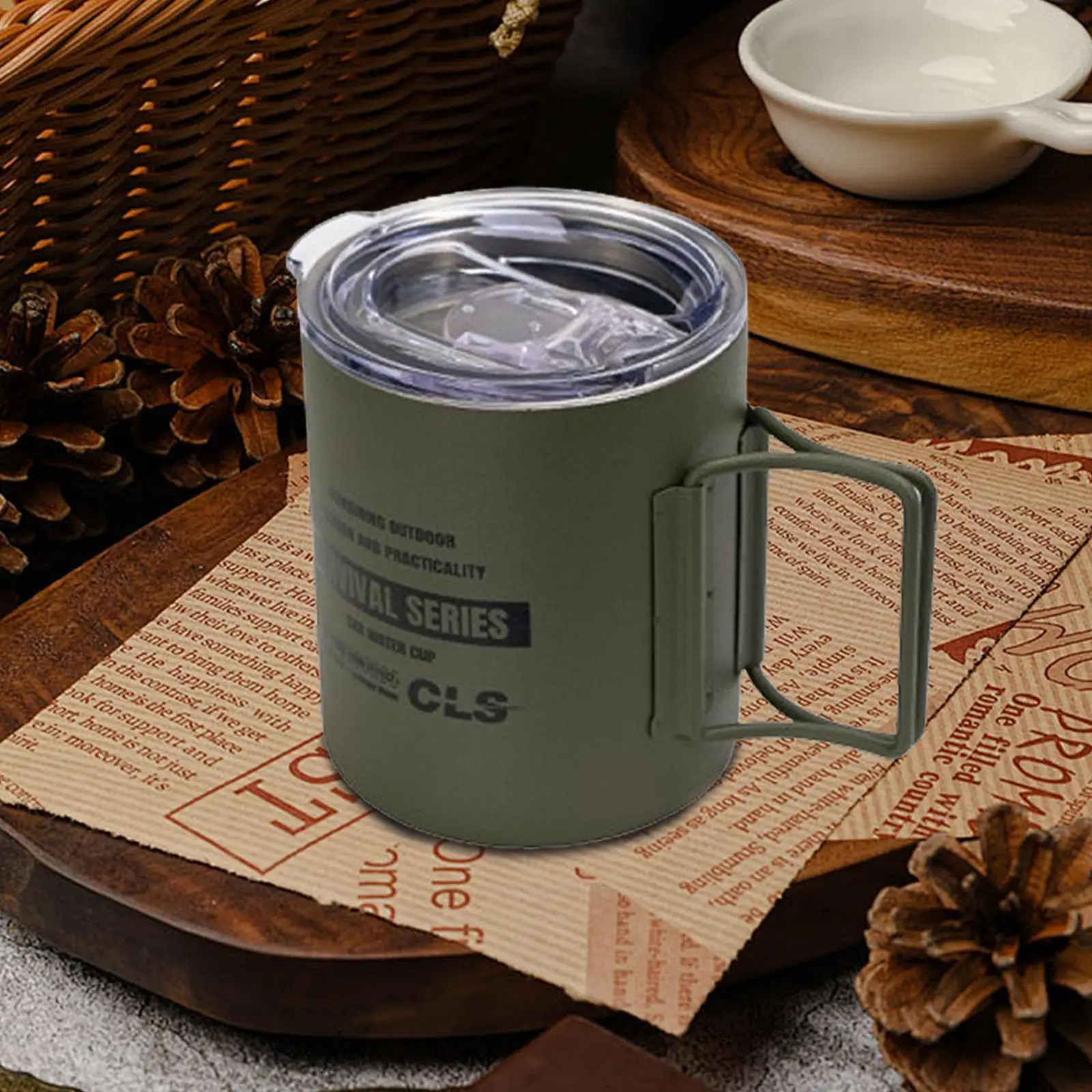 Outdoor Folding Stainless Steel Mug with Lid Thermal Insulated Camping Cup for Backpacking Picnic Fishing