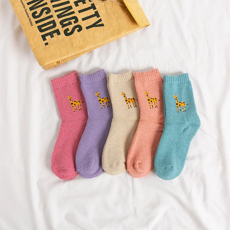 Warm Women Socks Print Autumn Cute Kawaii Christmas Winter Sock Woman Female Thick Warmer Sox for Girls 10 Pairs