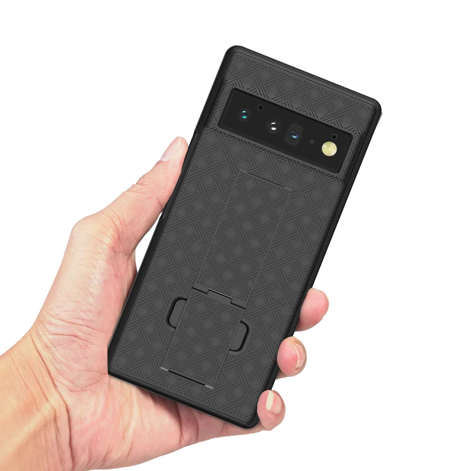 2In1 Hybrid Hard Shell Holster Combo Case with Kickstand Back Cover for Google Pixel 6 Pro Belt Clip Case Phone Cover image 2
