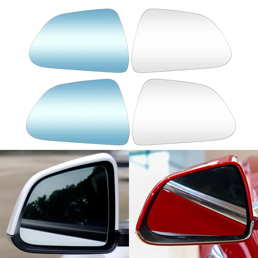 

For Tesla Model 3 / Model Y Car Wide Angle Mirror Heat Waterproof Anti Glare Large Vision Rearview Glass Lens A Pair