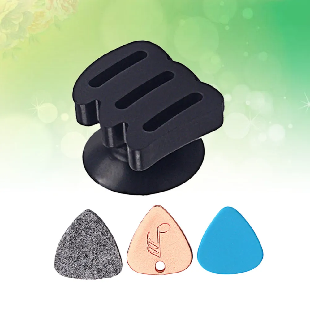 Plastic Guitar Pick Holder Stores 3 Picks Anti-Skid Plectrum Storage Box Convenient for Acoustic Electric