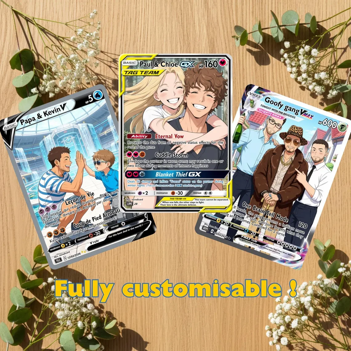 Unique Custom Anime Style Pet Portrait Card Collectible Trading Card Gift for Father Mother Day Wedding Graduation Card