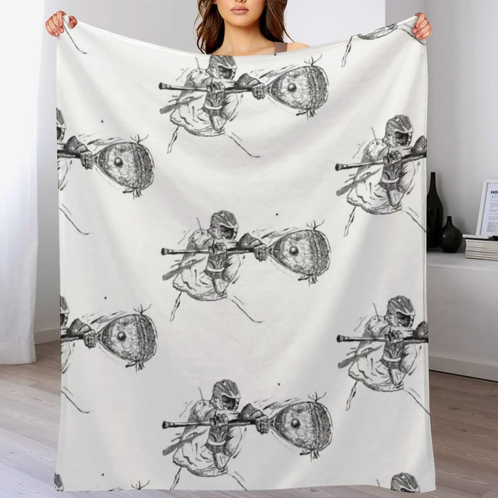 

lacrosse goalie Throw Blanket Portable Lightweight Blanket for Travel Camping