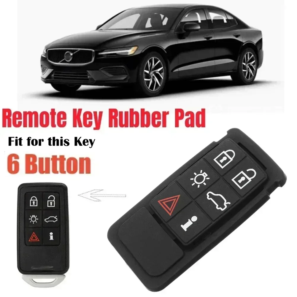Replacement 6 Button Rubber Pad Key Shell For Volvo XC60 XC 70 V70 S60 S80 Flip Remote Car Key Fob Case Cover Key Shell