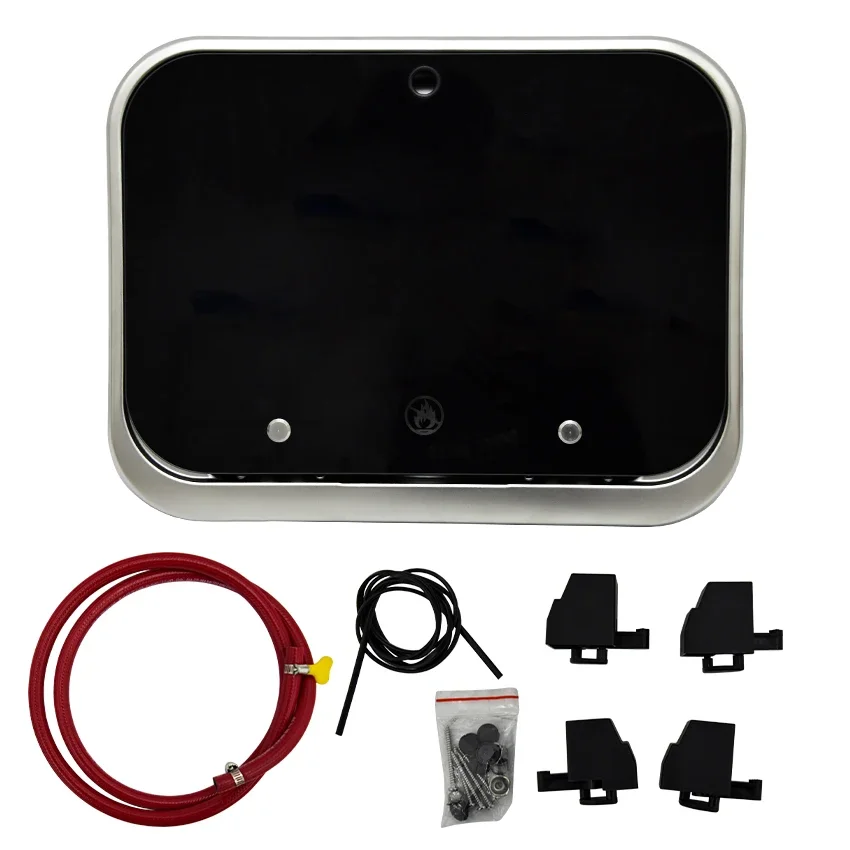 Outdoor RV camper kitchen Stainless steel Gas double-headed Stove tools Tempered glass cover 2*1.35KW camping car accessories