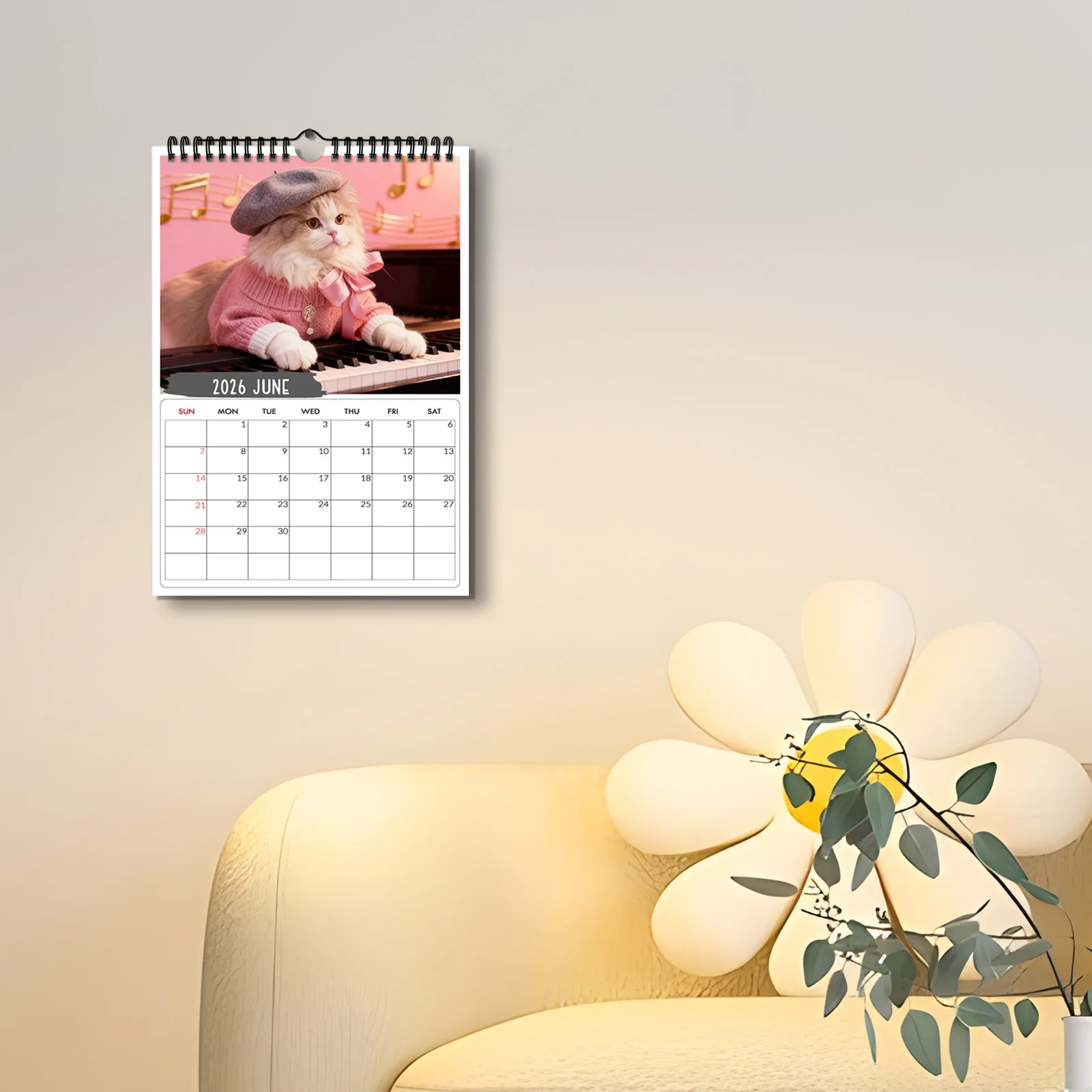 ปฏิทินติดผนัง 1 ชิ้น ปี 2026 ธีมแมวน่ารักแบบแอนโทรพอร์มอร์ฟิก เหมาะสำหรับตกแต่งบ้านและสำนักงาน ของขวัญวันเกิดและปีใหม่ที่สมบูรณ์แบบ