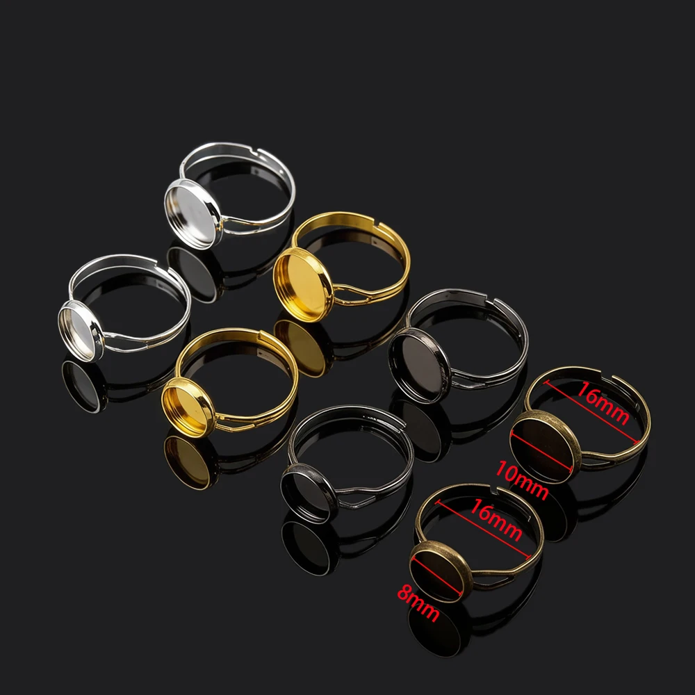 10個/ロット 調整可能なブランクリングベース 直径8mm - Ring Set Adjustable のレビューと価格