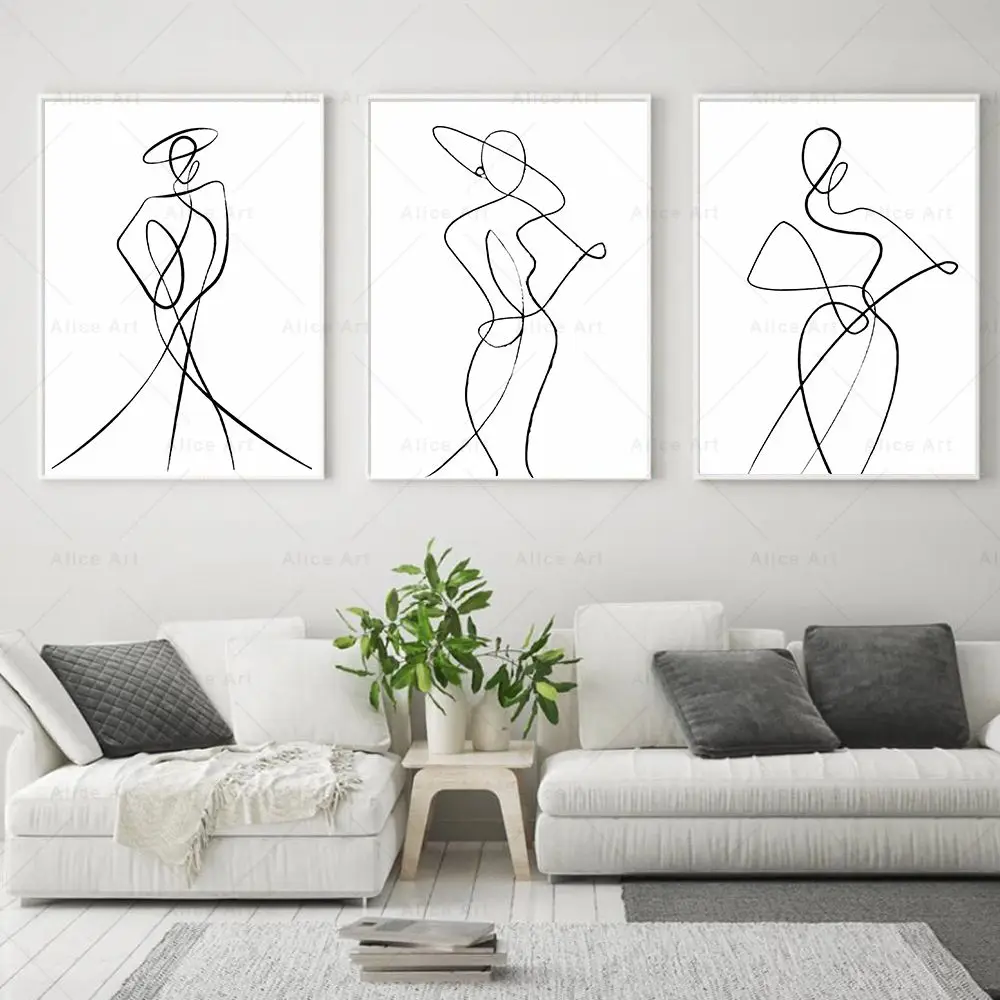 Abstract Woman Body Line Drawing Poster Minimalist Nordic Wall Art Picture Modern Canvas Painting Prints Aesthetic Home Decor