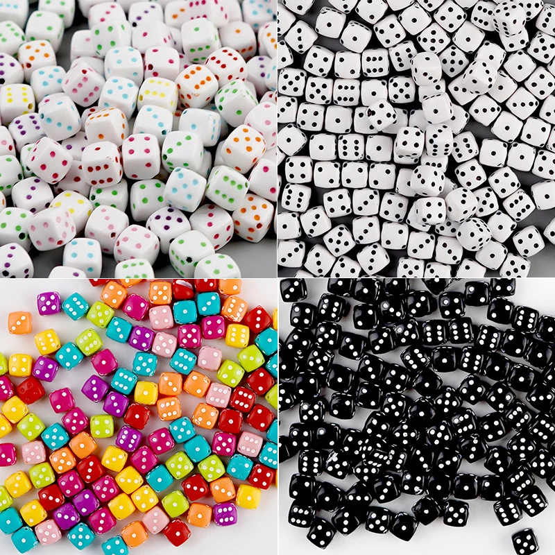 50pcs/Lot 8mm Acrylic Dice Beads Square Shape Cubic Spacer Beads for Necklace Bracelet Earring Diy Jewelry Making Accessories