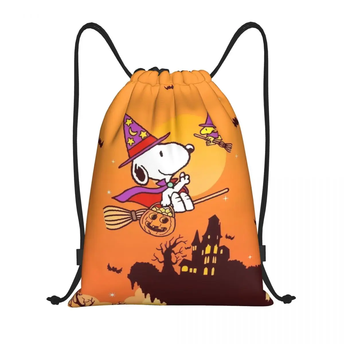 Personalizzato Halloween Snoopy Beagle cane zaino con coulisse donna uomo Sport palestra Sackpack pieghevole Cartoon Shopping Bag Sack