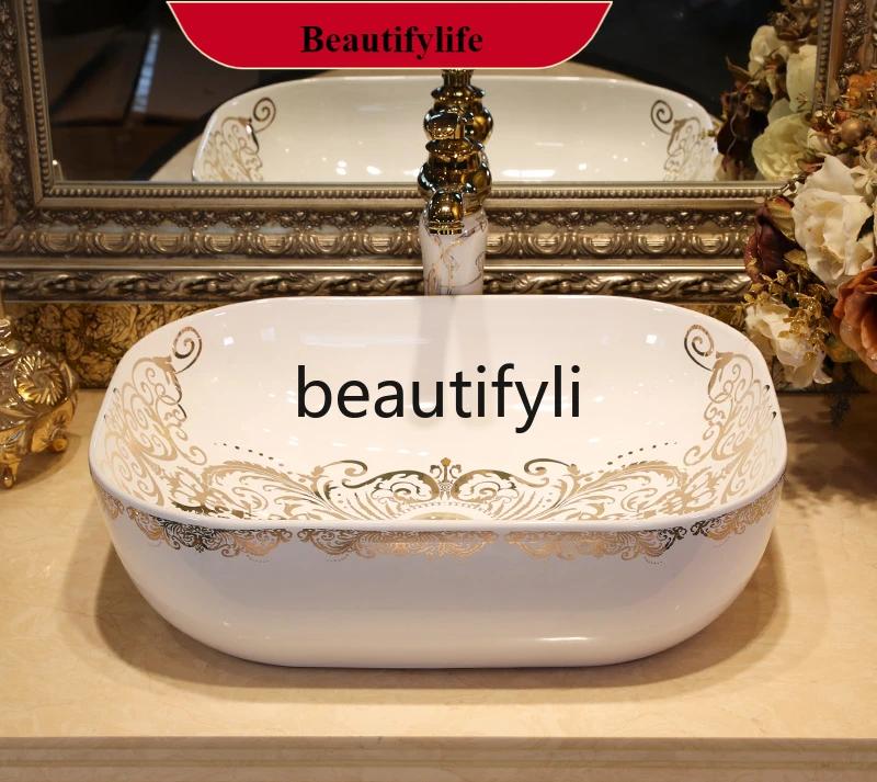 

B185 European square counter basin art ceramic basin