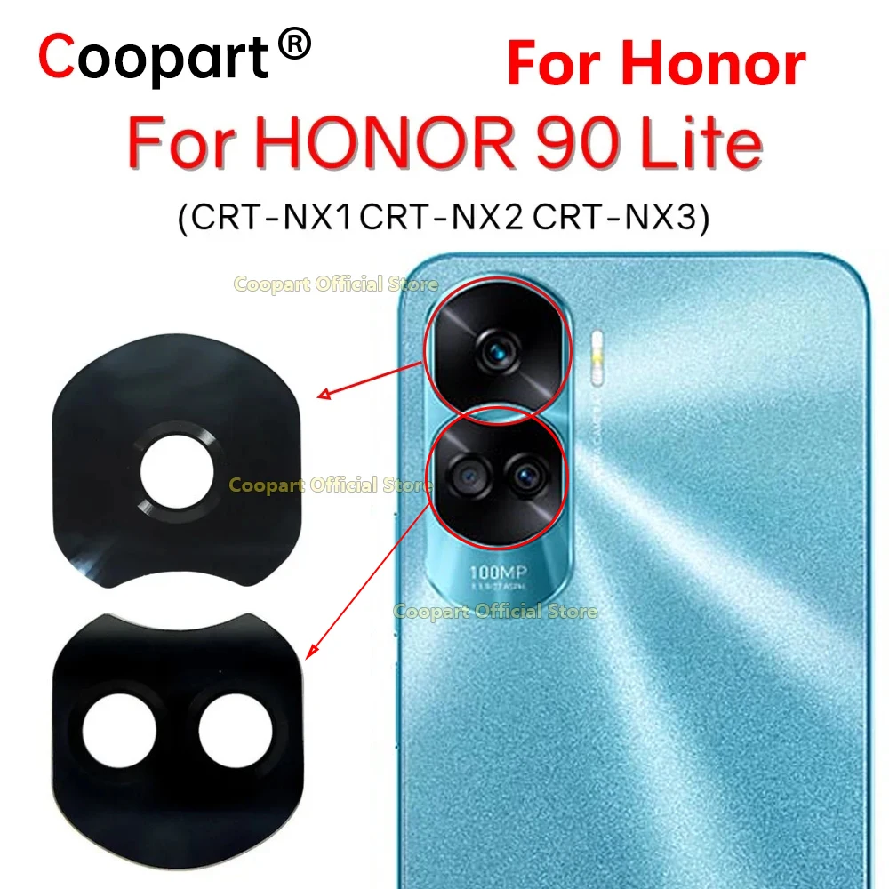 New Coopart Rear Back Camera Glass Lens For Honor 90 Lite CRT-NX1 Replacement With Adhesive Sticker