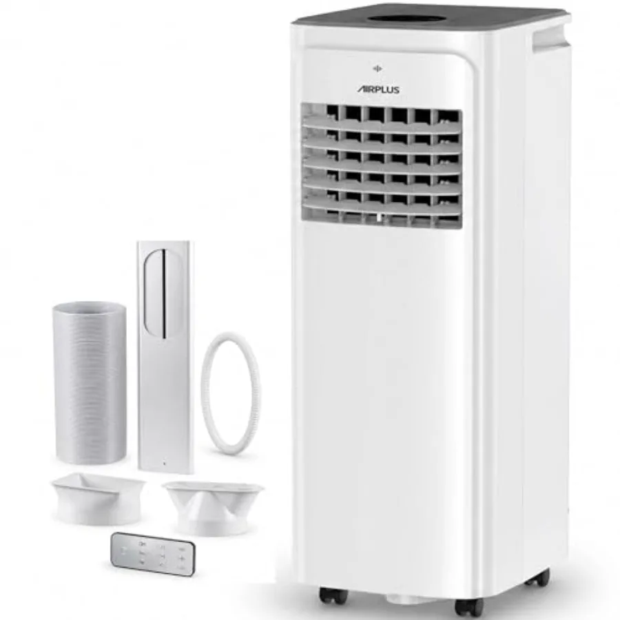 Smart Portable Air Conditioner for bedroom use, ABS plastic body, white color, drainage-free cooling and 24h timer