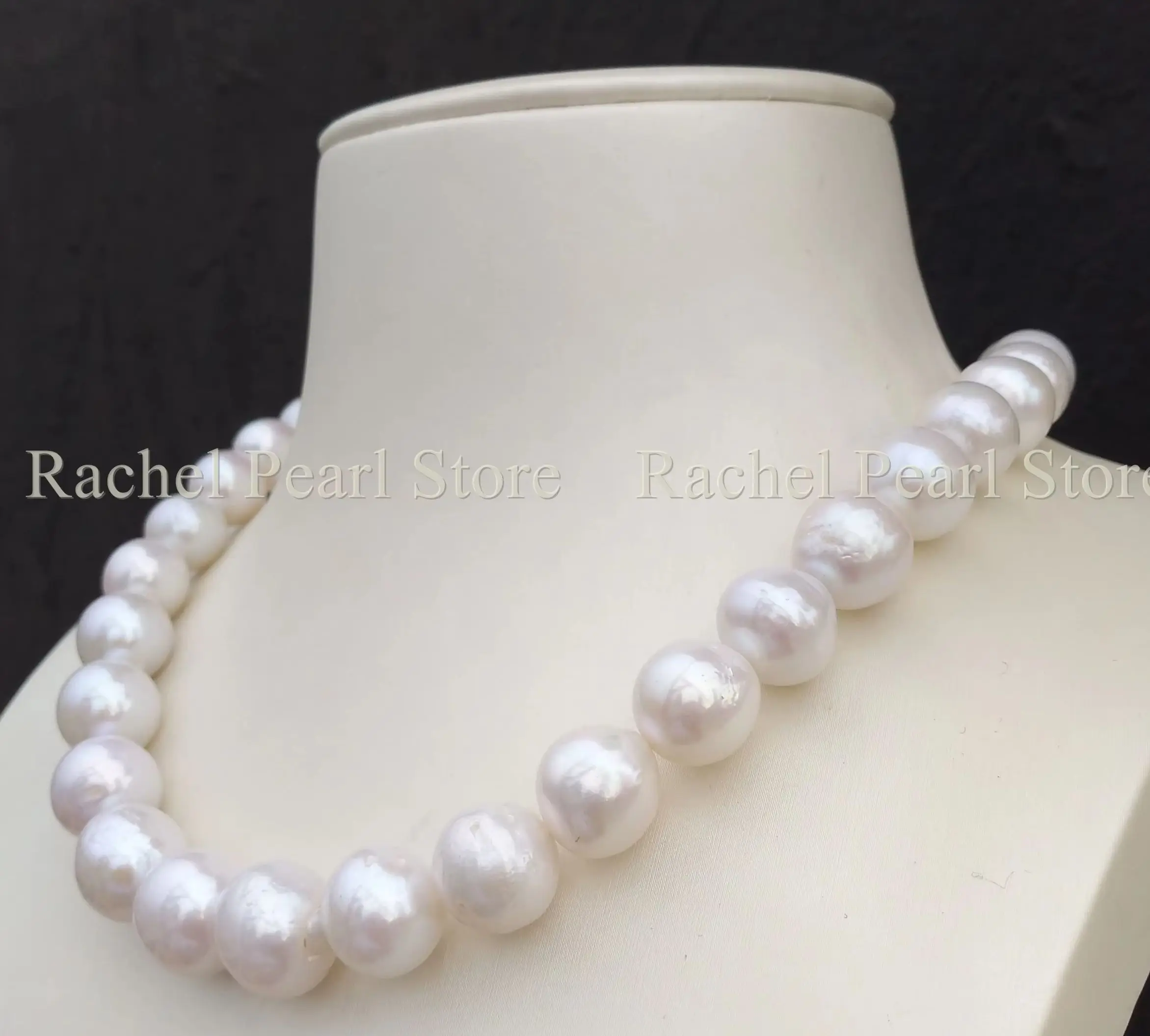 

Suitable For Any Occasion Exceptional Genuine AAA 10-11mm Perfect Round South Sea White Pearl Necklace 18"