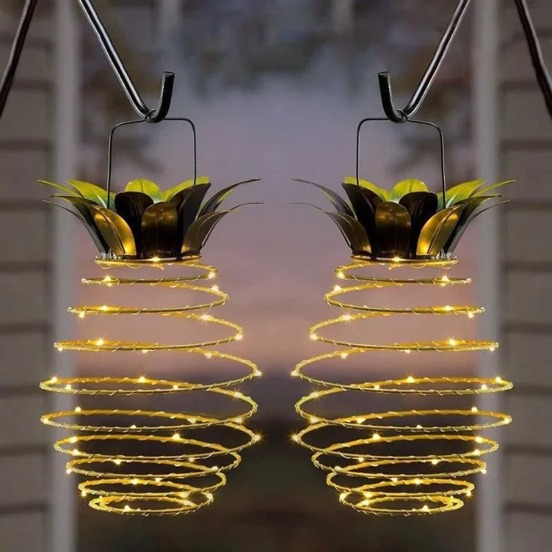 

2 упаковки солнечных ананасовых фонарей для улицы, 60 светодиодных водонепроницаемых подвесных светильников для сада, двора, патио