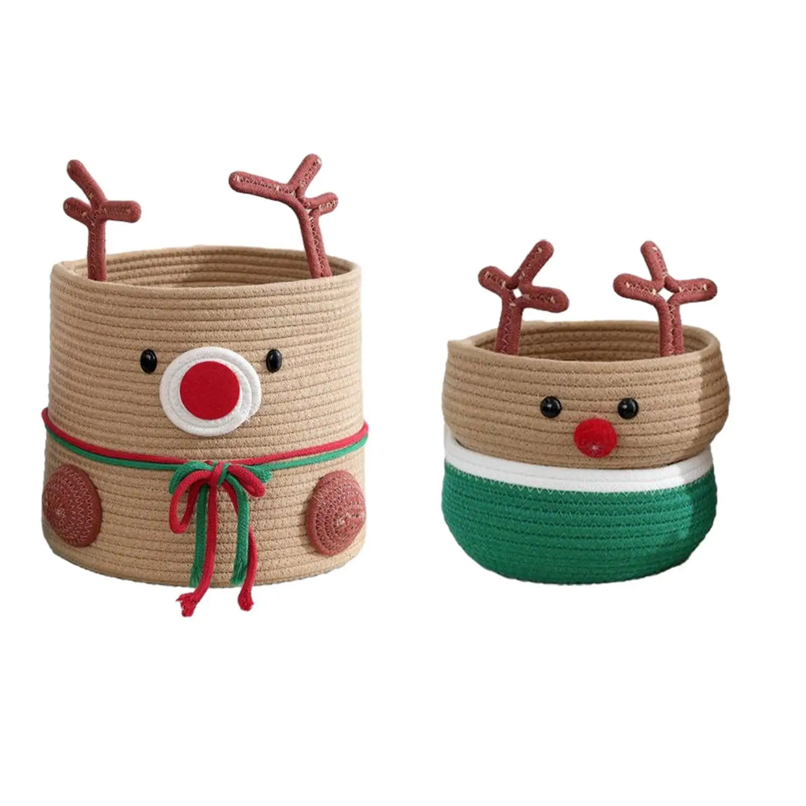 Reindeer Christmas Basket Storage Box Organizer for Bathroom Shelves Nursery