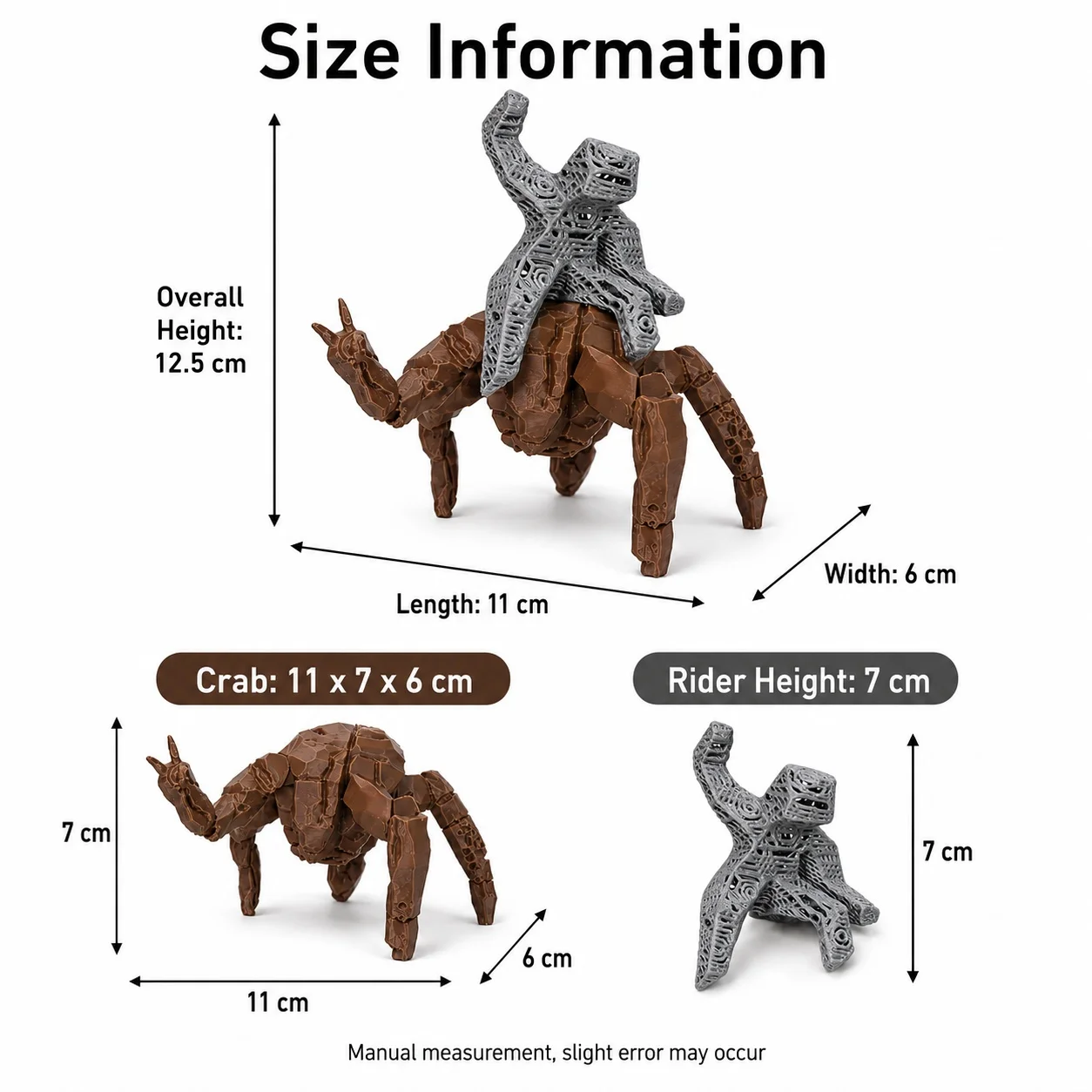 3D Printed Alien Rider and Articulated Crab Figurines Sci-Fi Desktop Decor Collectible Models W8-1 W8-2 or 1 Set