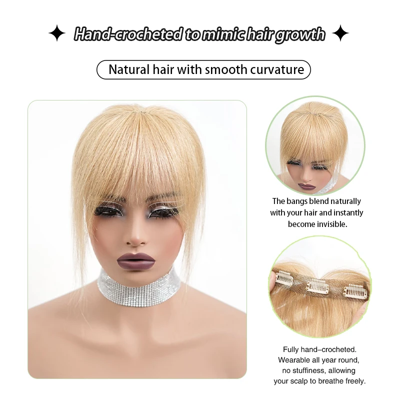 25 cm 3 clips 100% echt haar 613 3D pony Vergroot het haarvolume Dames Natuurlijk voorhoofd Whitening Haarverbetering Hoofdgordijn