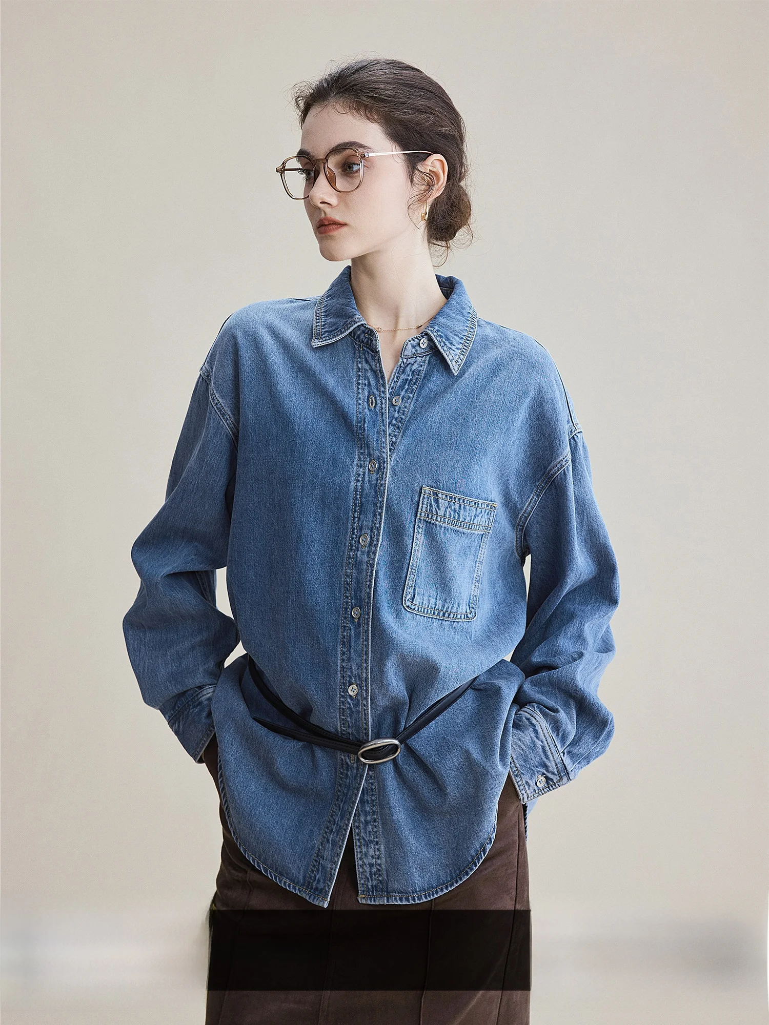 

Women's Denim Oversized oulder irt Layering Top Spring New Sle Comfortable Loose Fit Outerwear Cotton Lyocell Blend