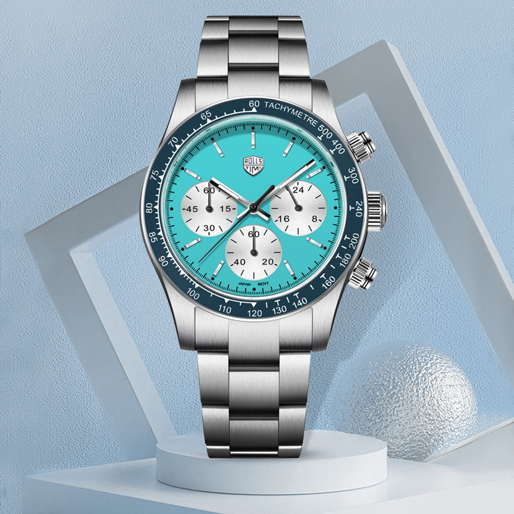 

RollsTimi Men's Watches 2025 New Top Brand Luxury Quartz Watch For Man Chronograph Ceramic Bezel Sapphire Mirror Clock Men Gift