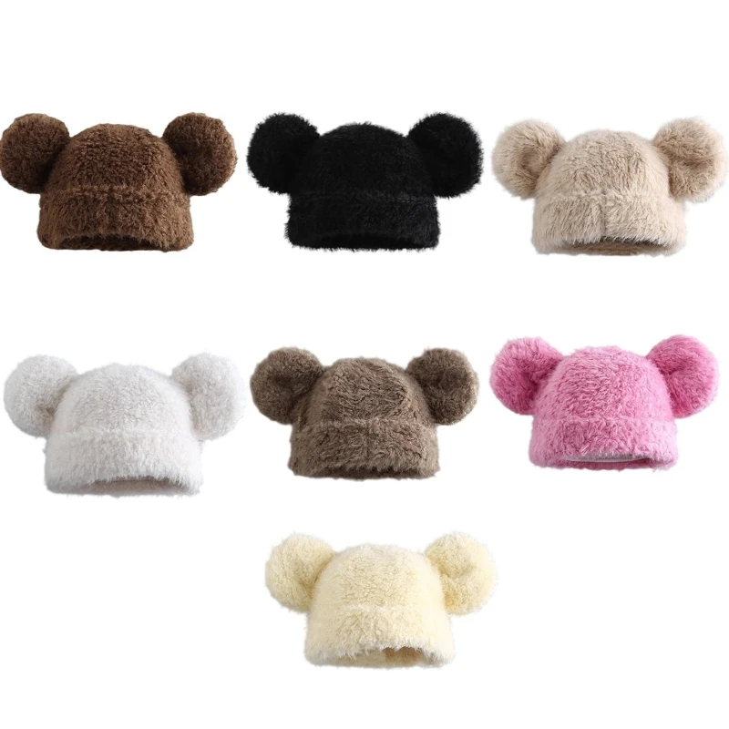 

Kids Cartoon Hat Head Wrap Thicken Furry Bear Hat for Climbing Skiing Sports Headwear White Bear Hat Oversized Dropship