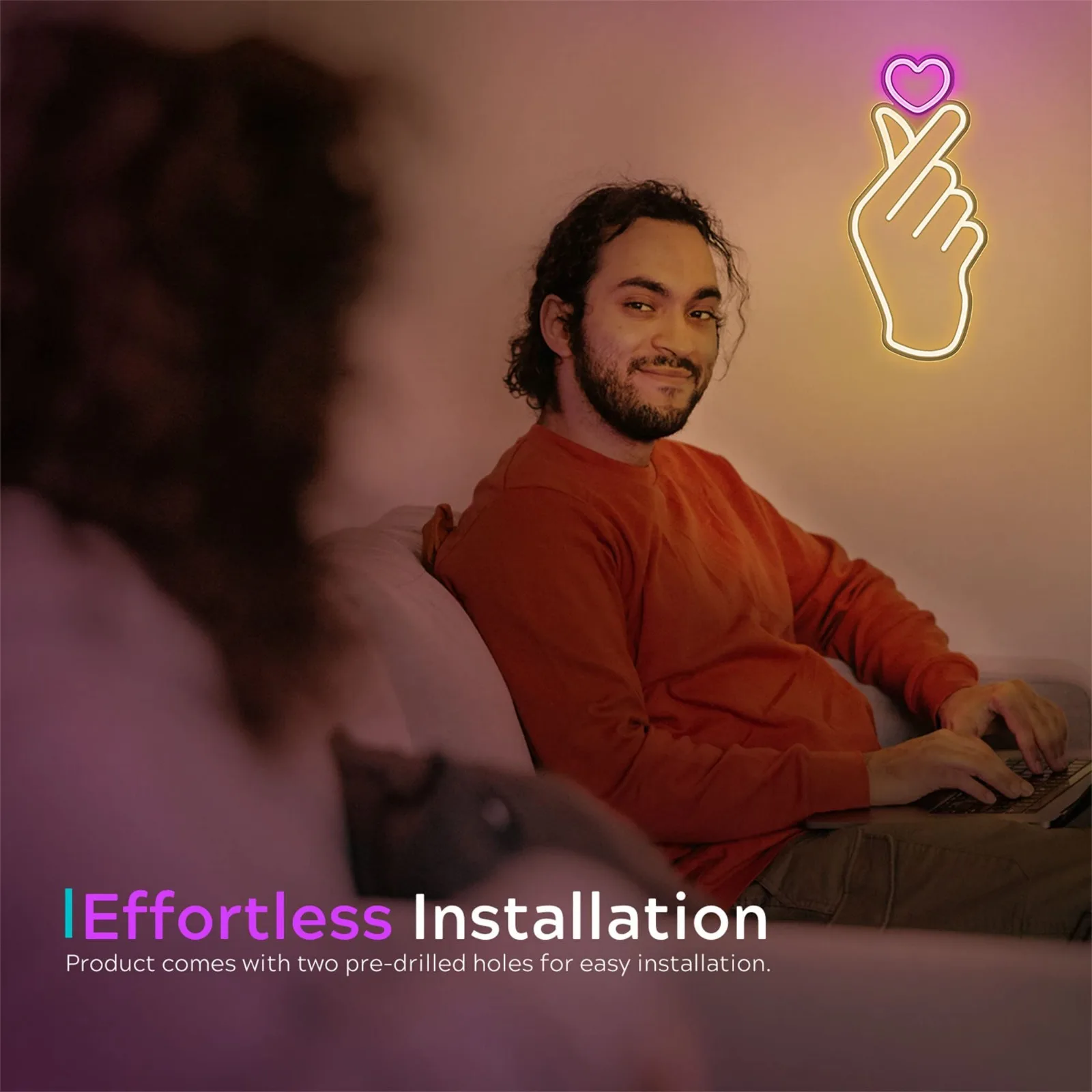 Gesture Love Neon Light Suitable for Wall, Bedroom, Game Room Decorative Symbols LED Neon Light