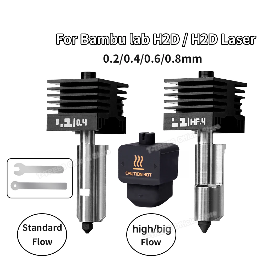 

Комплект H2D Hotend для Bambu Lab A1/A1 Mini Fast Speed Hot End в сборе 0,2/0,4/0,6/0,8 мм сопло из закаленной стали, часть 3D-принтера.