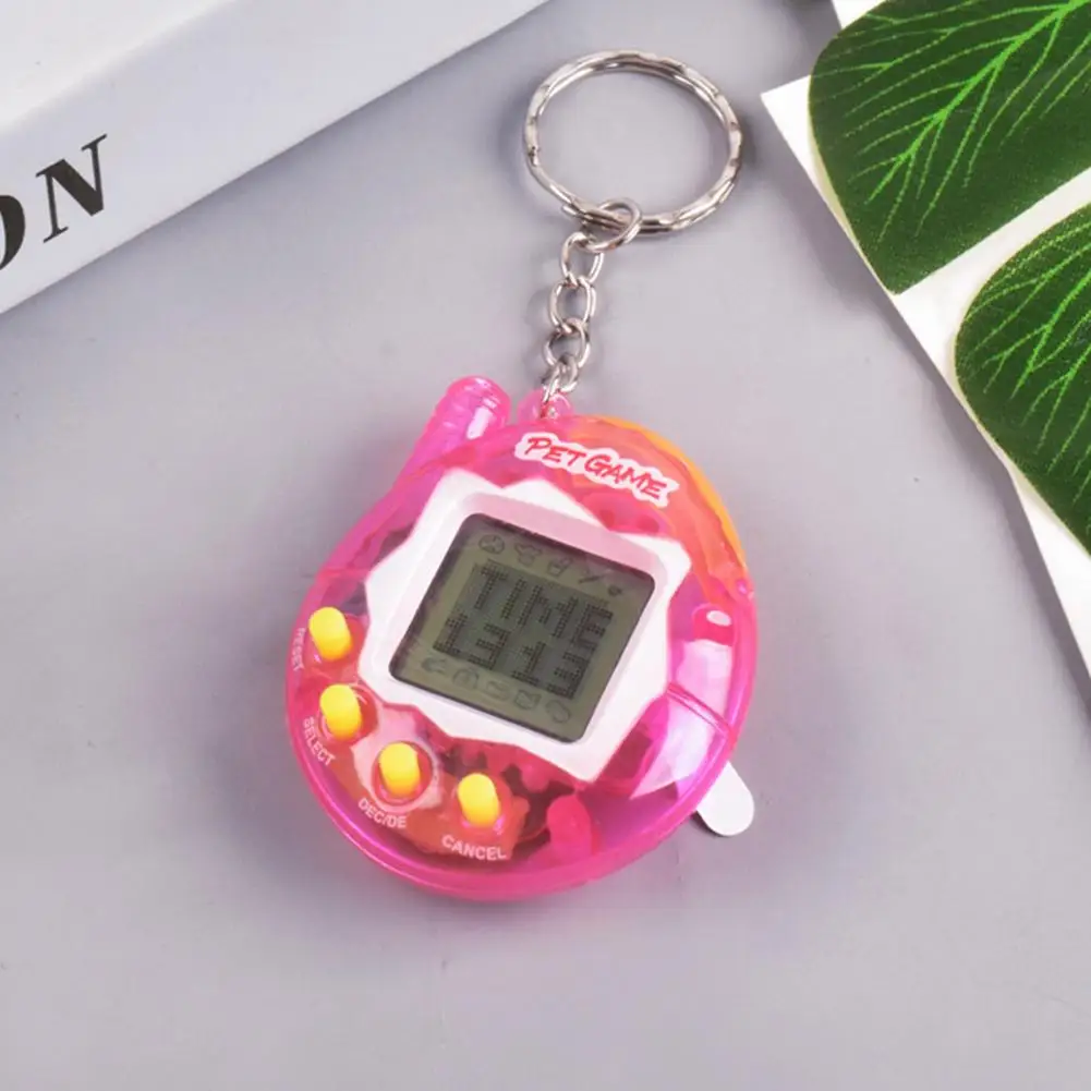 Gaming Device Built-in 168 Pets Mini Interactive Battery Operated Pet Game Machine ABS Feeding Pets Game Keychain Kids Gift