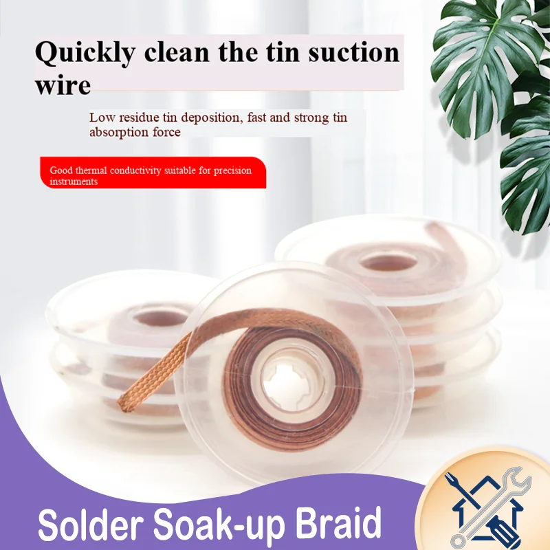 

Copper Desoldering Braided Mesh Wick, High-Efficiency Solder Removal, for Electronic Product Rework and Repair