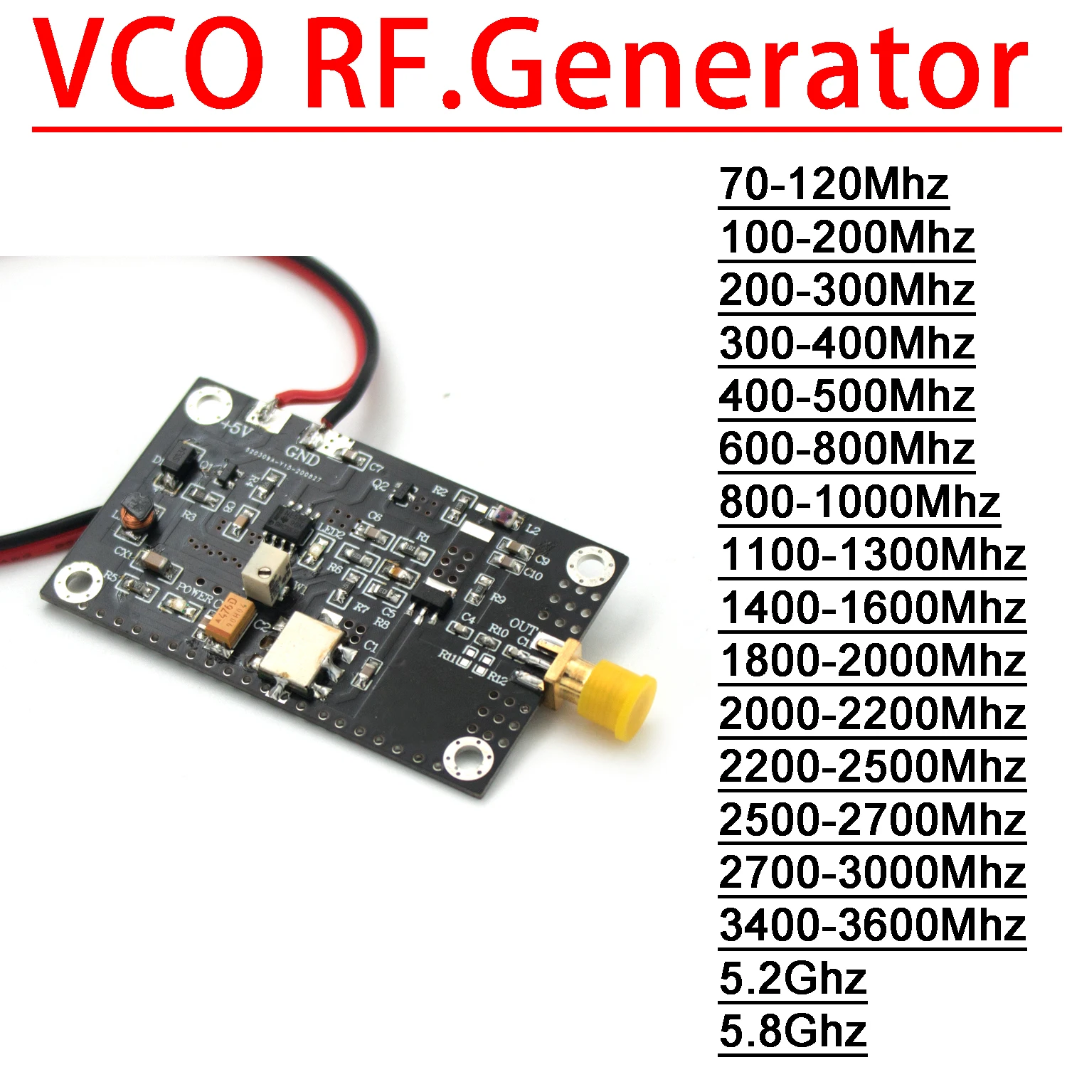 433Mhz - 5.8Ghz VCO RF Generator Source For 2.4Ghz Wifi FM Radio Communication SDR Receiver LORA Helium Miner Power Amplifier