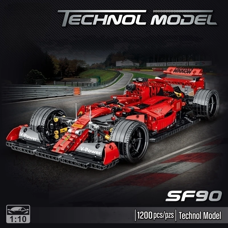 テクニカルレッドスピードレーシングカーデスクトップオーナメントビルディングブロックレンガクリエイティブ DIY モデル組立おもちゃ子供のためのギフト