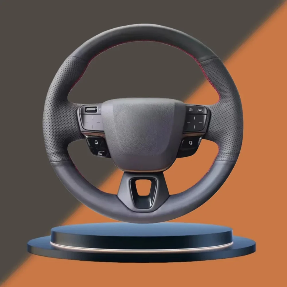 Handgenähte Mikrofaser-Leder-Radabdeckung, schwarz, rutschfest, für Toyota Alphard Crown Camry 2024 2025, Auto-Innenzubehör