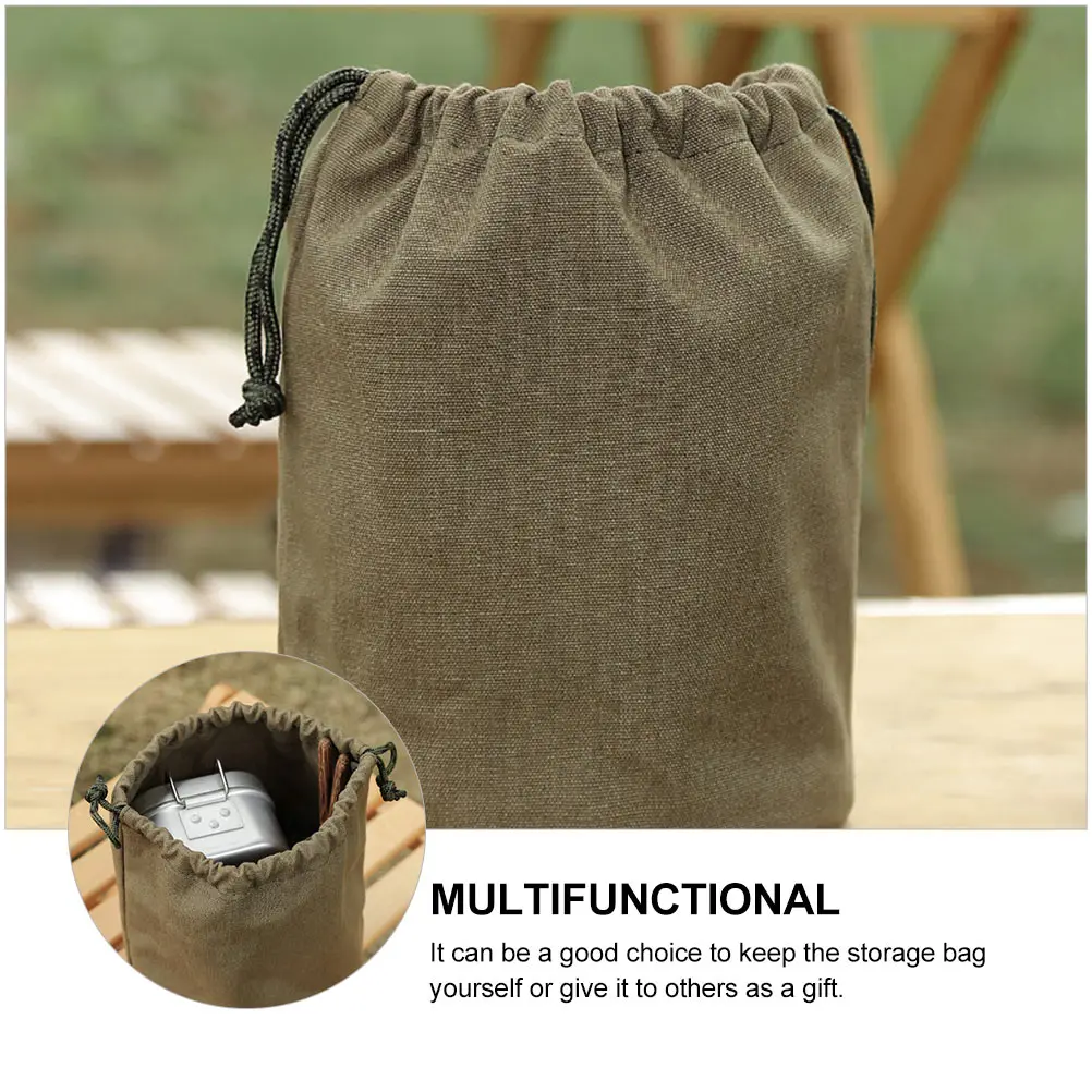 

Large Canvas Storage Drawstring Dust-Proof Camping Tools Army Green Durable Tote Bag for Home Travel Outdoor Use Heavy for Kids