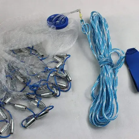 Fishing Cast Net, 10ft Diameter 3m, Anti-Tangle Mesh, Steel Sinkers for Fast Sinking, Seal Bottom Design, Ready to Use, Efficient Fish Catching Tool
