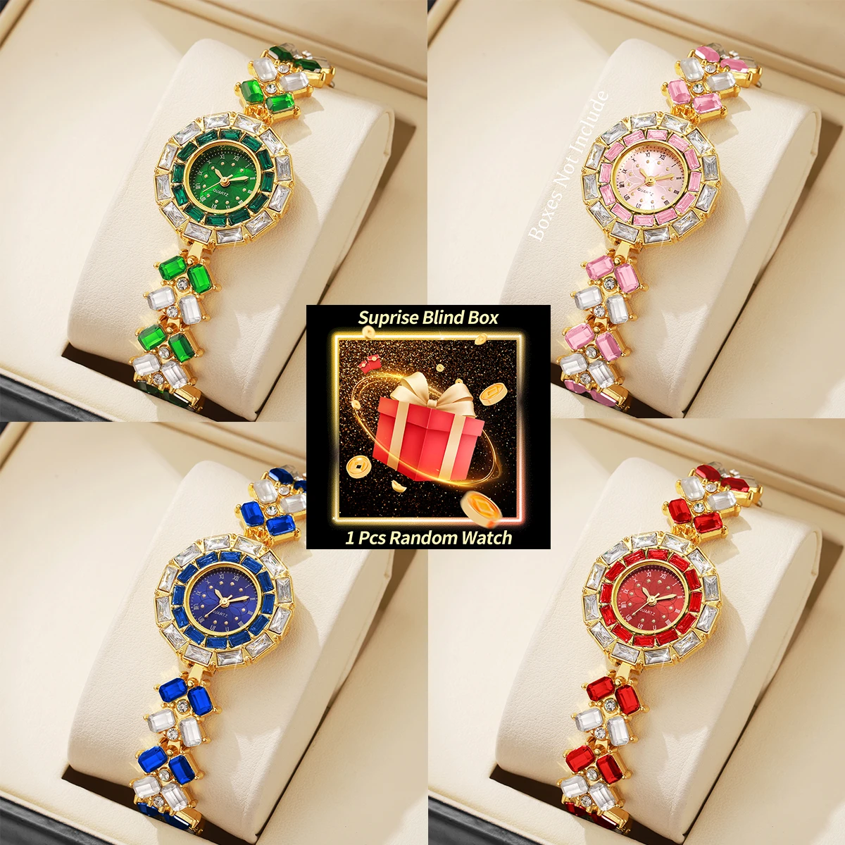 

1 шт., загадочные часы-сюрприз, слепая коробка-роскошные женские часы со стразами, браслет, кварцевые наручные часы Reloj Mujer (без коробки)