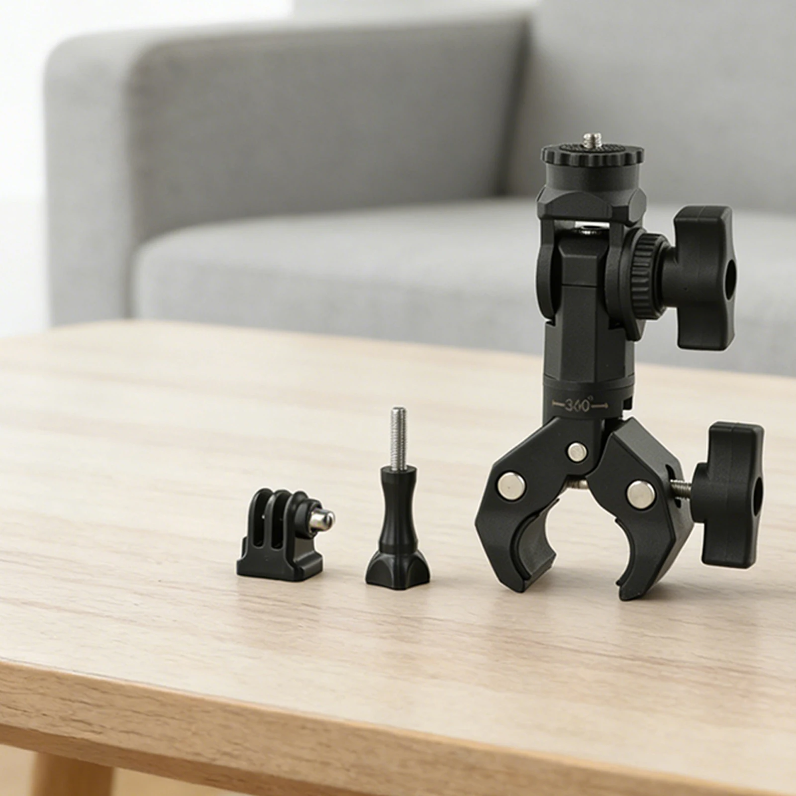 Rotating Clamp Bracket with 360 Degree Swivel for Motorcycle and Bike Handlebar Mount Includes Non Slip Rubber Pads