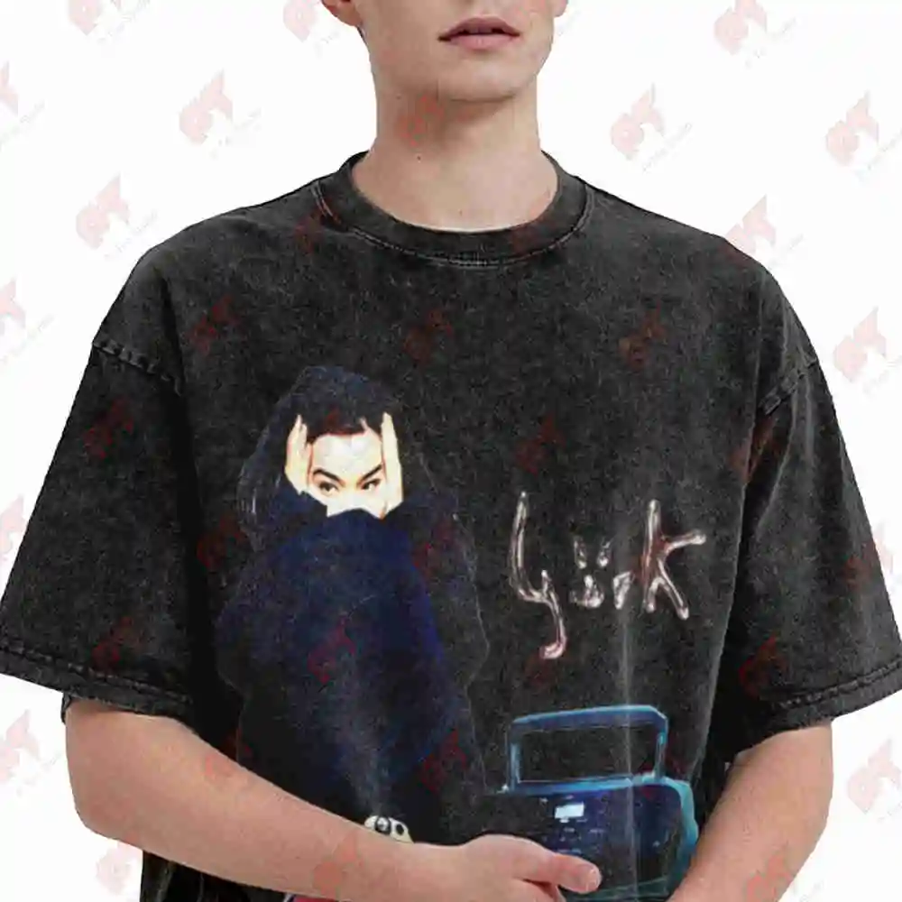 Bjork Singer Music Vintage Washed Tee Pure Cotton T-Shirt