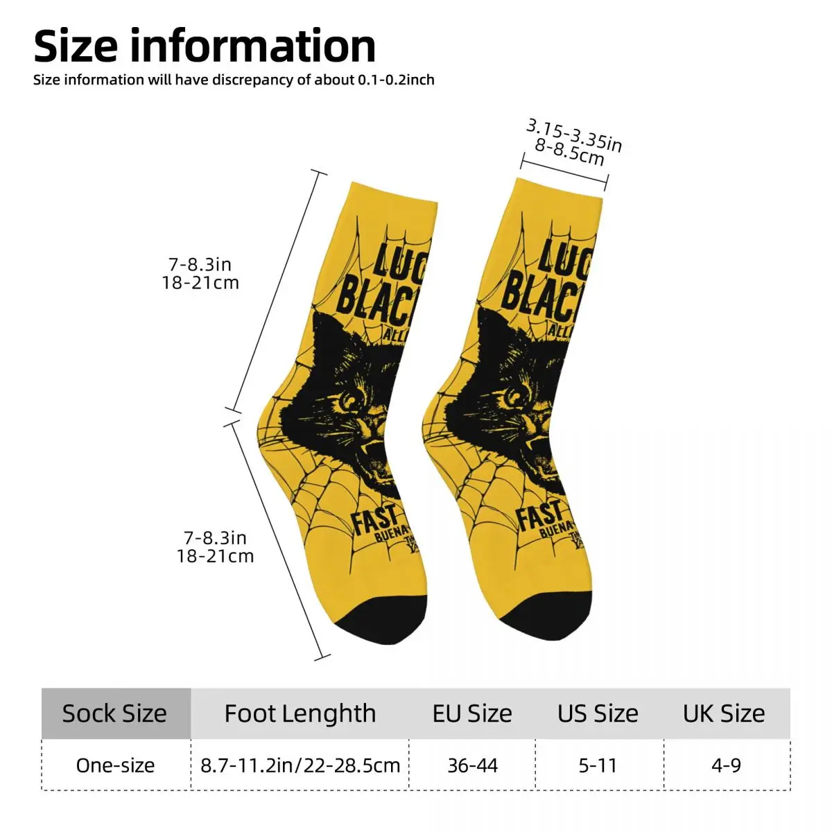 Lucky Black Cat Fast Luck Photographic Print Kawaii Socks Sports Cartoon Pattern Socks