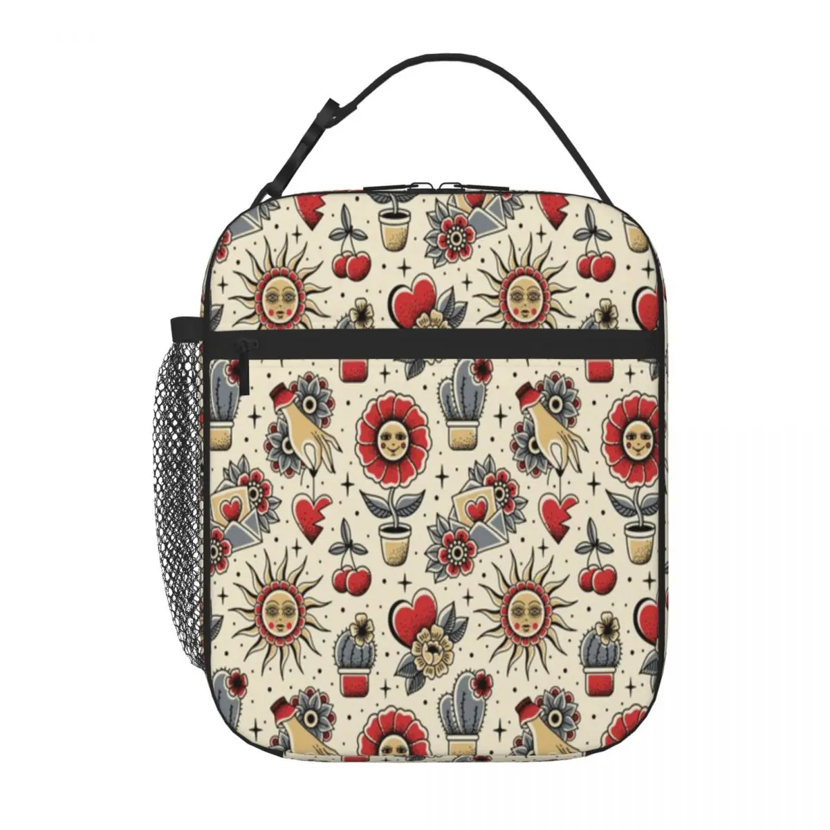 Bestselling 2306 - American Traditional Flash Tattoo Sheet Letter Print Student Lunch Bag Back To School Shoulder Lunch Bag