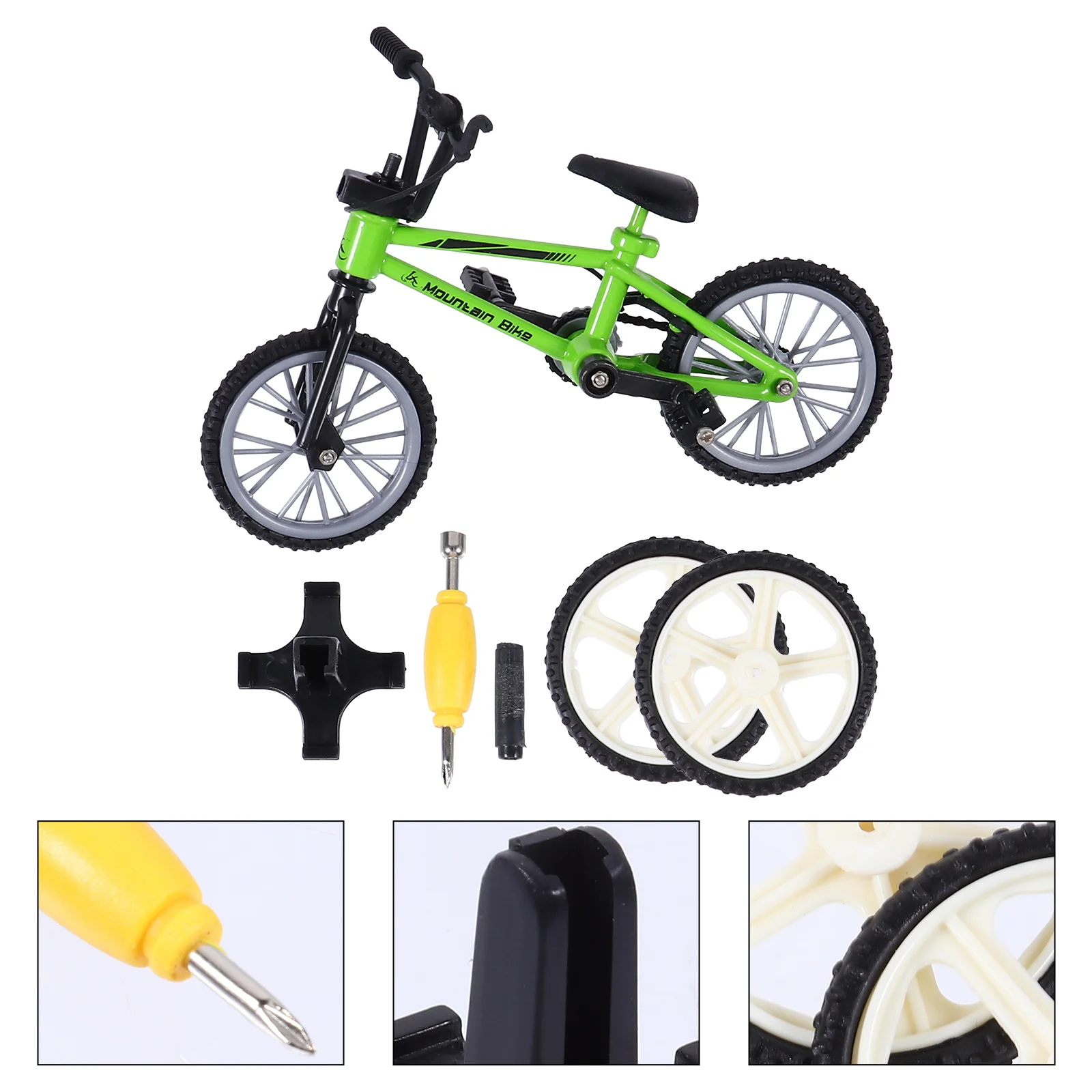 Mini Bike Finger Bikes Miniature Toy Simulation Bicycle Desktop Green MTB Model