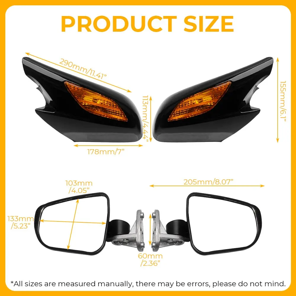 Motorcycle Both Sides Rear View Mirrors & Turn Signal Cover Adjustable Rearview Mirrors For Honda St1300 2002-2011 Glossy Black