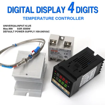 בקר טמפרטורה REX-C100 PID 220v 400 מעלות טרמוסטט דיגיטלי פלט 40A SSR סוג K טרמוקופל